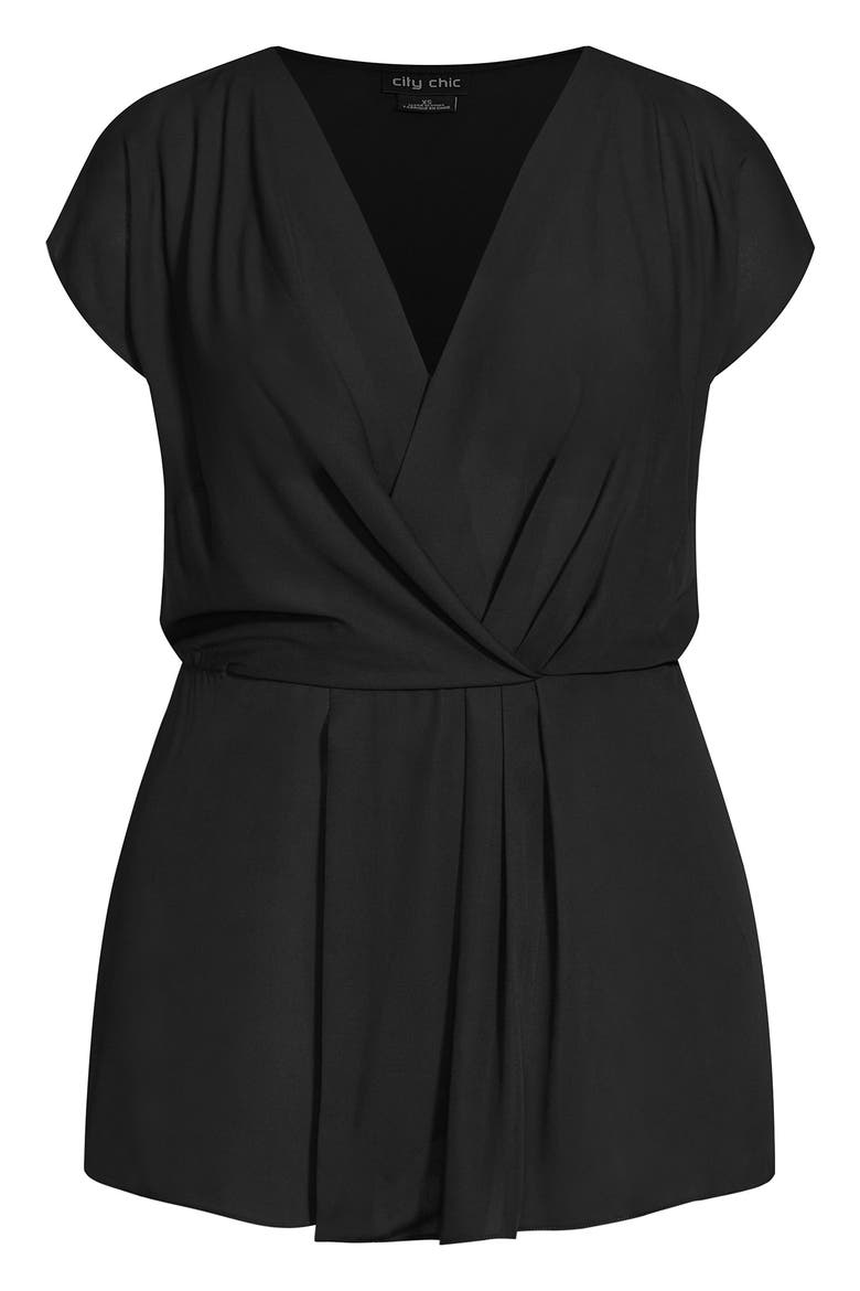 Simple Twist Peplum Cotton Top, Alternate, color, BLACK