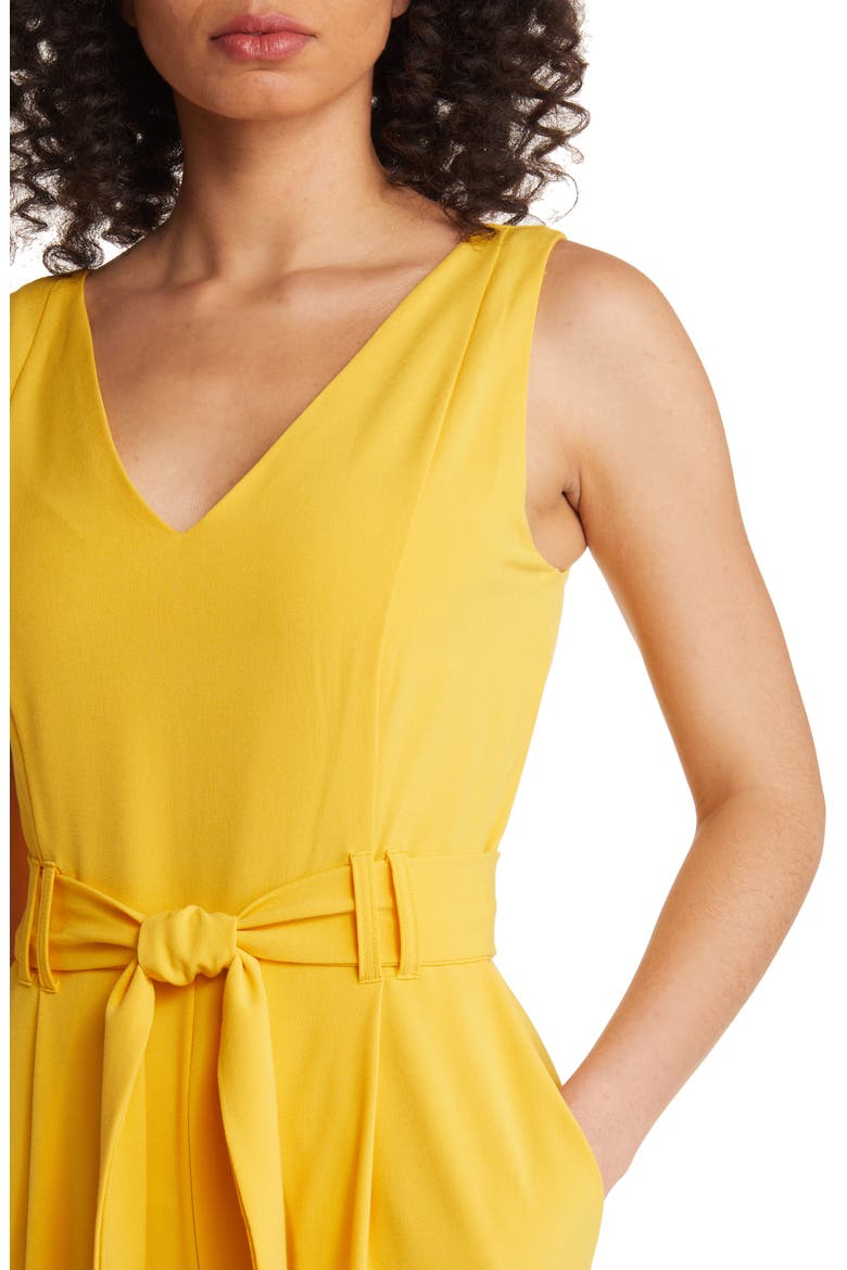 Tie Waist Crepe Jumpsuit, Alternate, color, MUSTARD