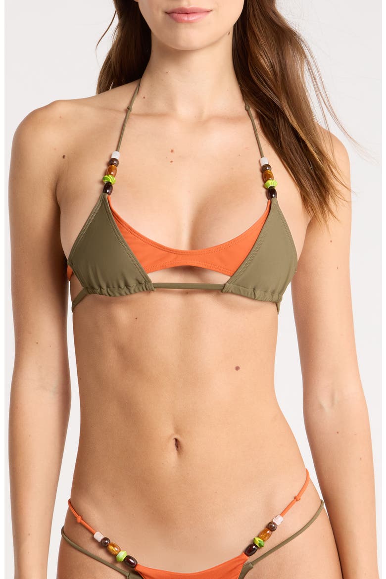 Beaded Layered Triangle Bikini Top, Main, color, MULTI