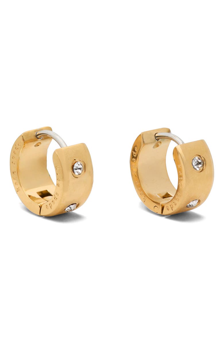 Kate Spade New York crystal chunky huggie hoop earrings, Main, color, Gold Clear