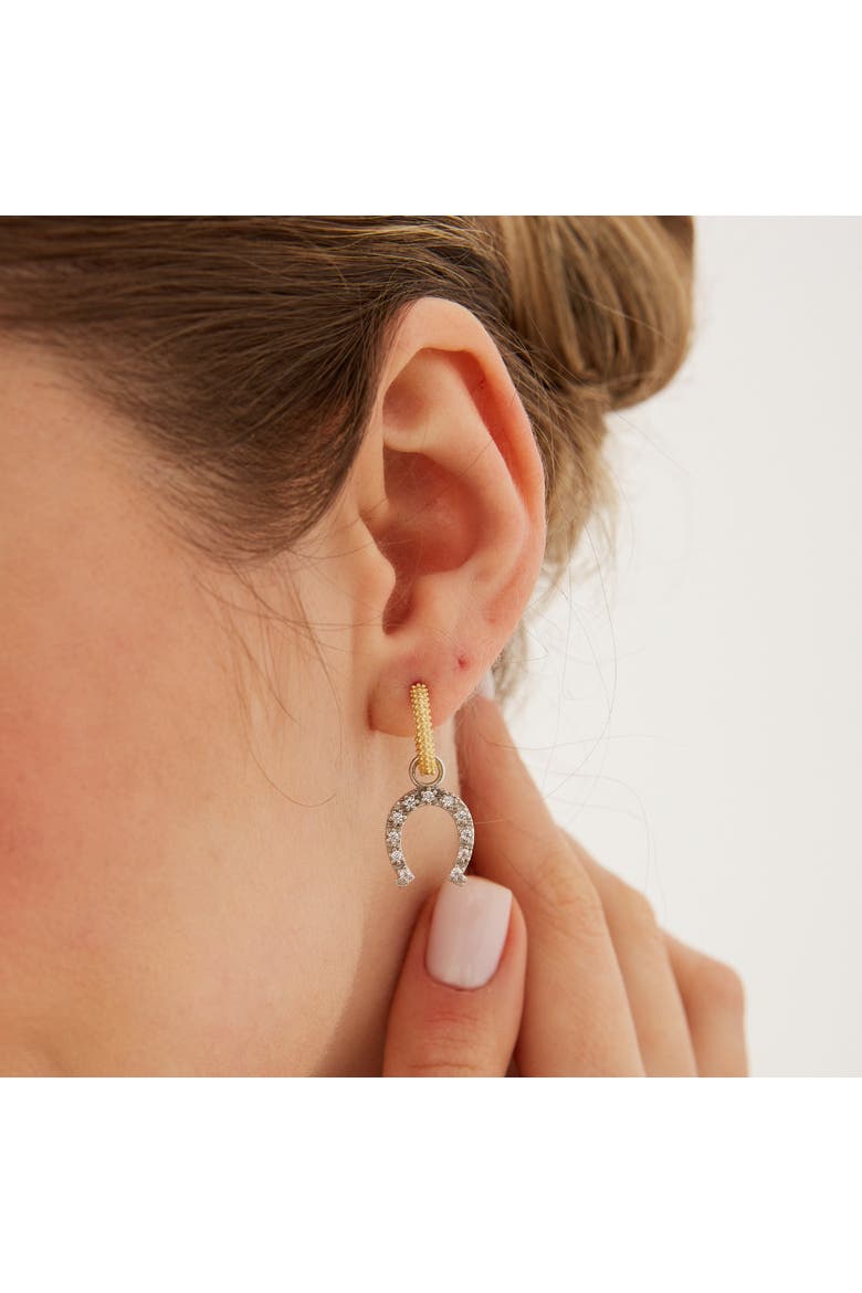 Gold Vermeil Hoop Sterling Silver Horseshoe Equestrian Earrings, Alternate, color, Silver