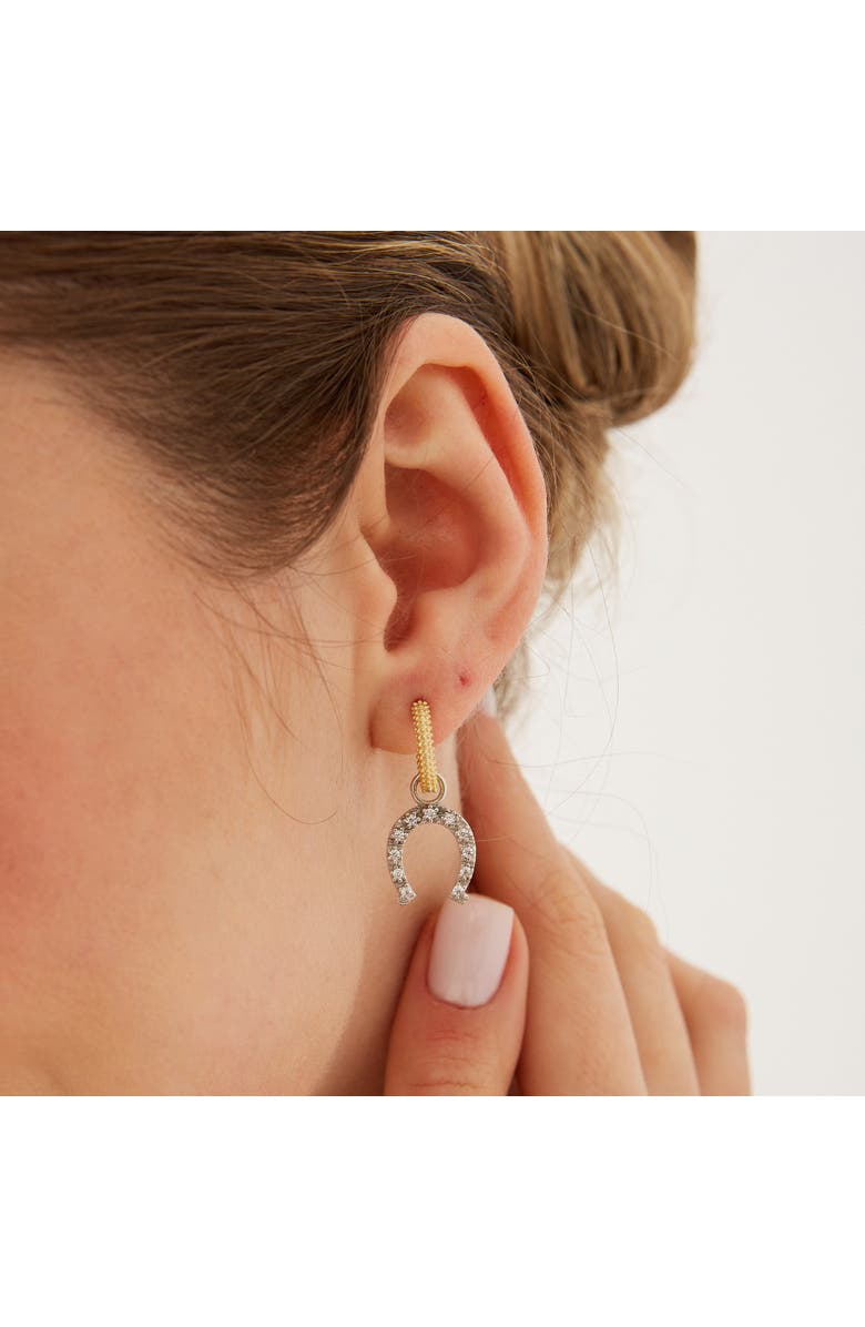 Spero London Gold Vermeil Hoop Sterling Silver Horseshoe Equestrian Earrings, Alternate, color, Silver