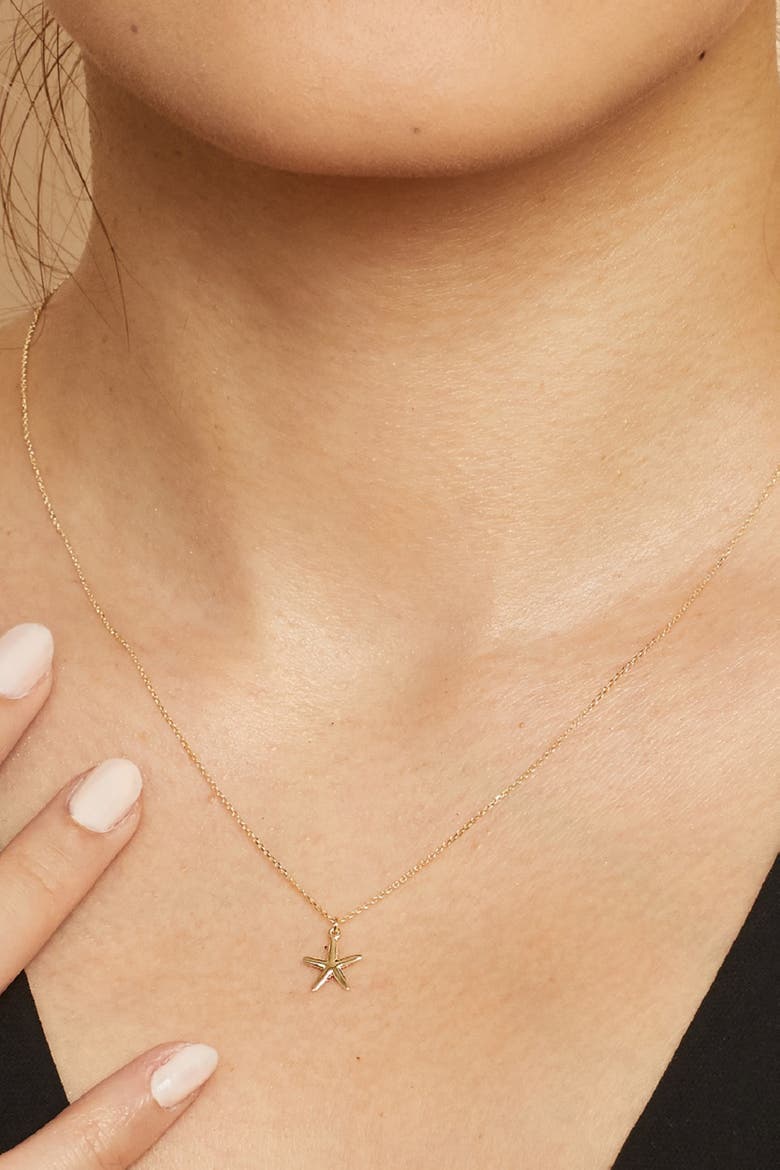 14K Yellow Gold Starfish Pendant Necklace, Alternate, color, Yellow Gold