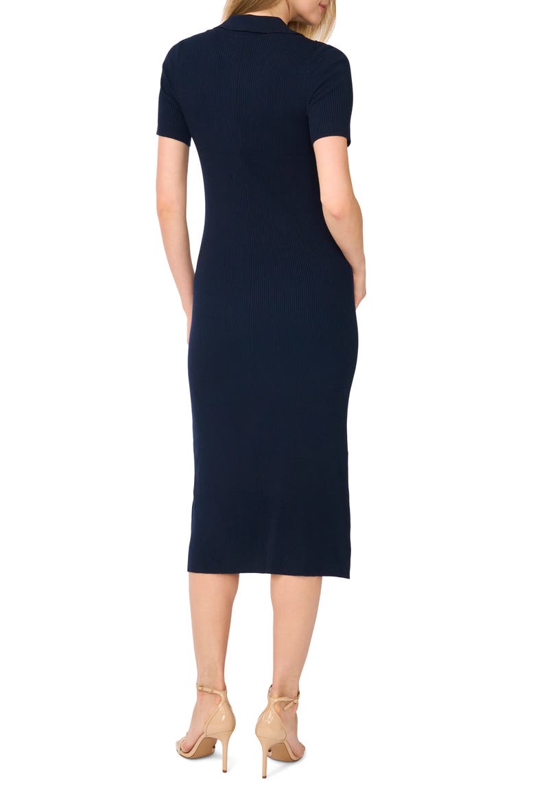 Johnny Collar Ribbed Midi Dress, Alternate, color, CLASSIC NAVY