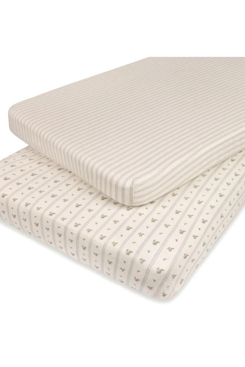 Baby Fitted Pack n Play - Mini Crib Sheet 2 Packs, Alternate, color, Linear Berry Leaf