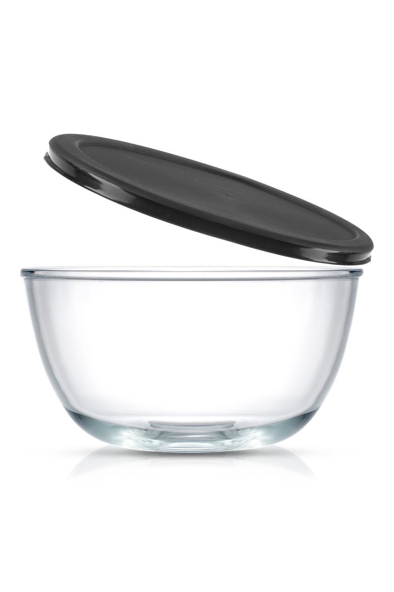 Set of 4 Thick Glass Mixing Bowls with Airtight Lids, Alternate, color, BLACK