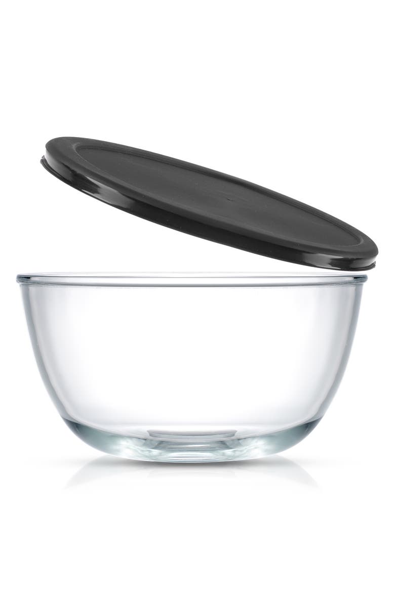 JoyJolt Set of 4 Thick Glass Mixing Bowls with Airtight Lids, Alternate, color, Black