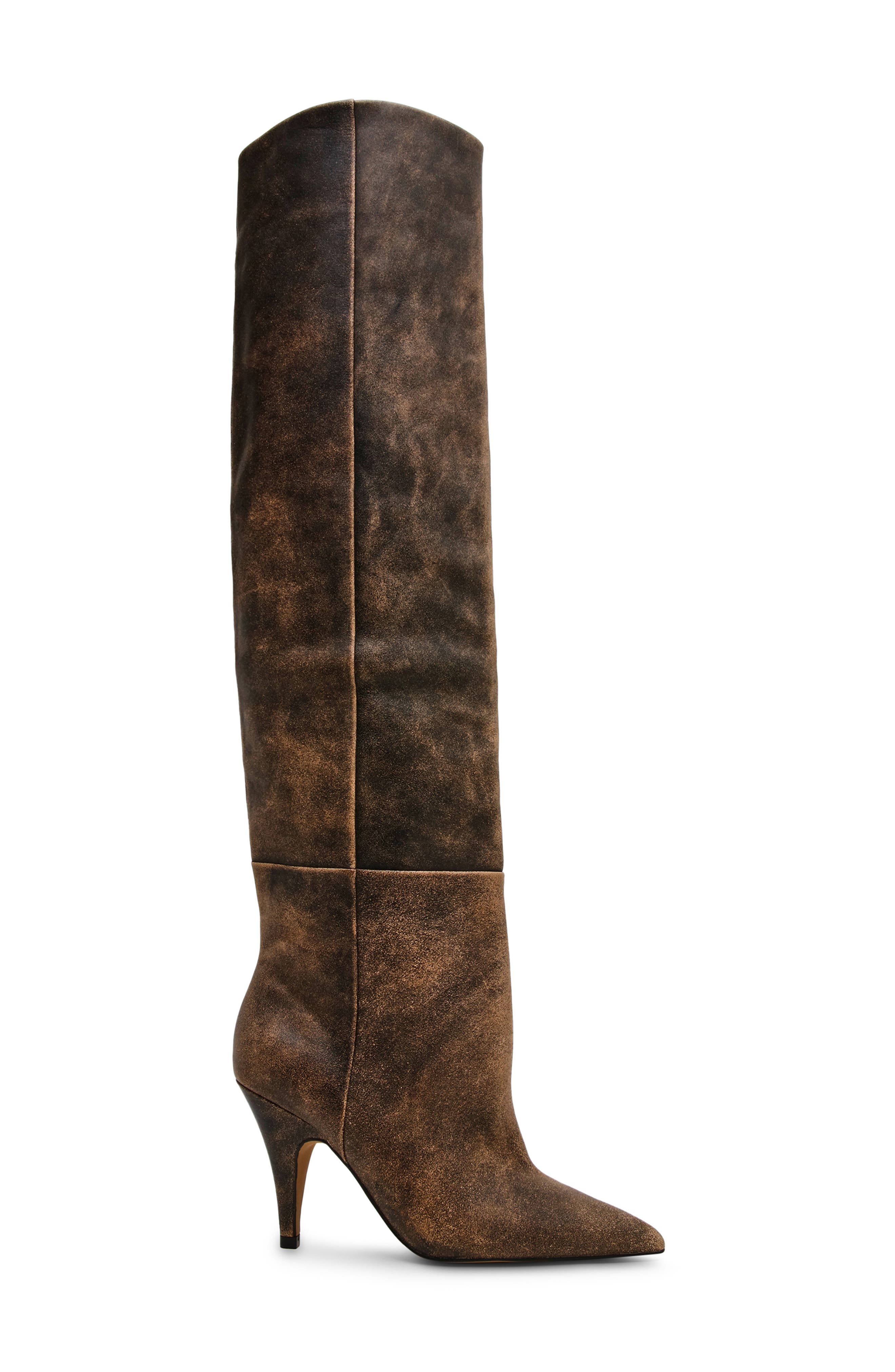 Bellamie Pointed Toe Over the Knee Boot, Alternate, color, BROWN DISTRESSED