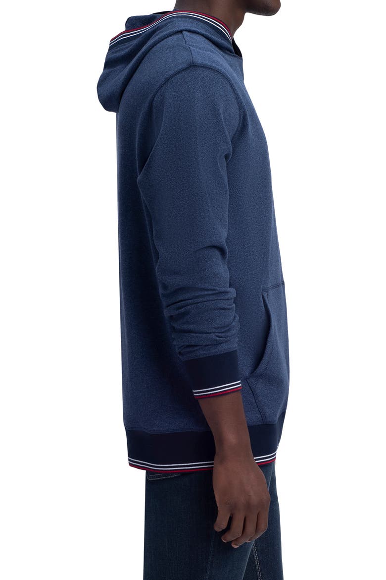 Stripe Trim Cotton Hoodie, Alternate, color, DENIM