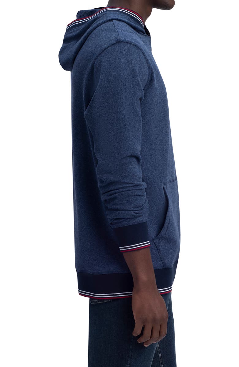 Bugatchi Stripe Trim Cotton Hoodie, Alternate, color, Denim