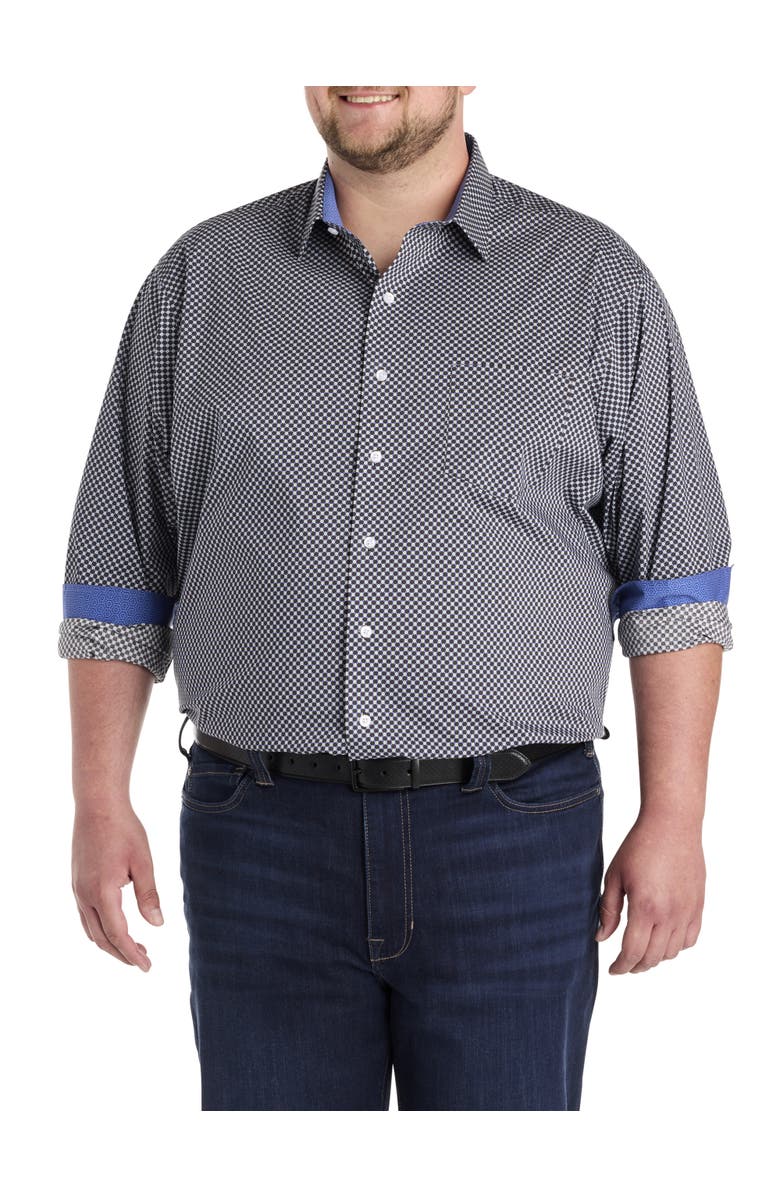 Synrgy by DXL Big & Tall Star Patterned Performance Dress Shirt, Alternate, color, Multi