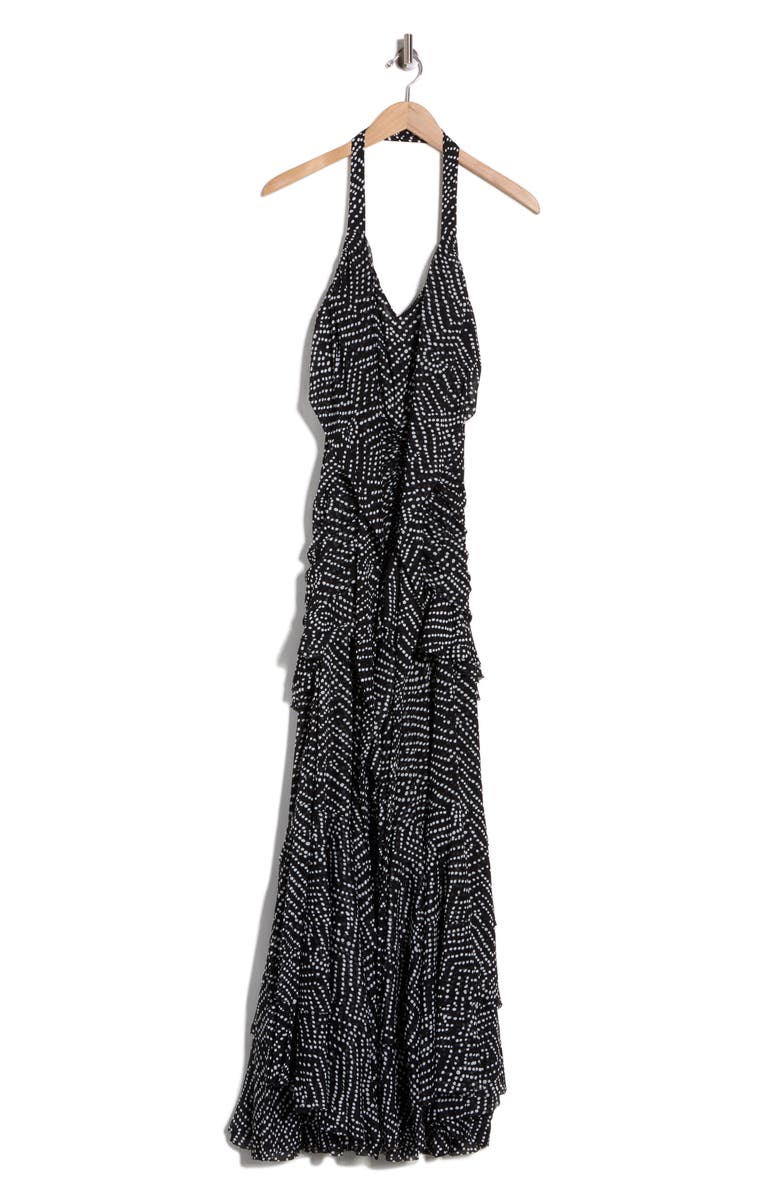 DVF Patricia Halter Maxi Dress, Main, color, Bakit Dot Big Black