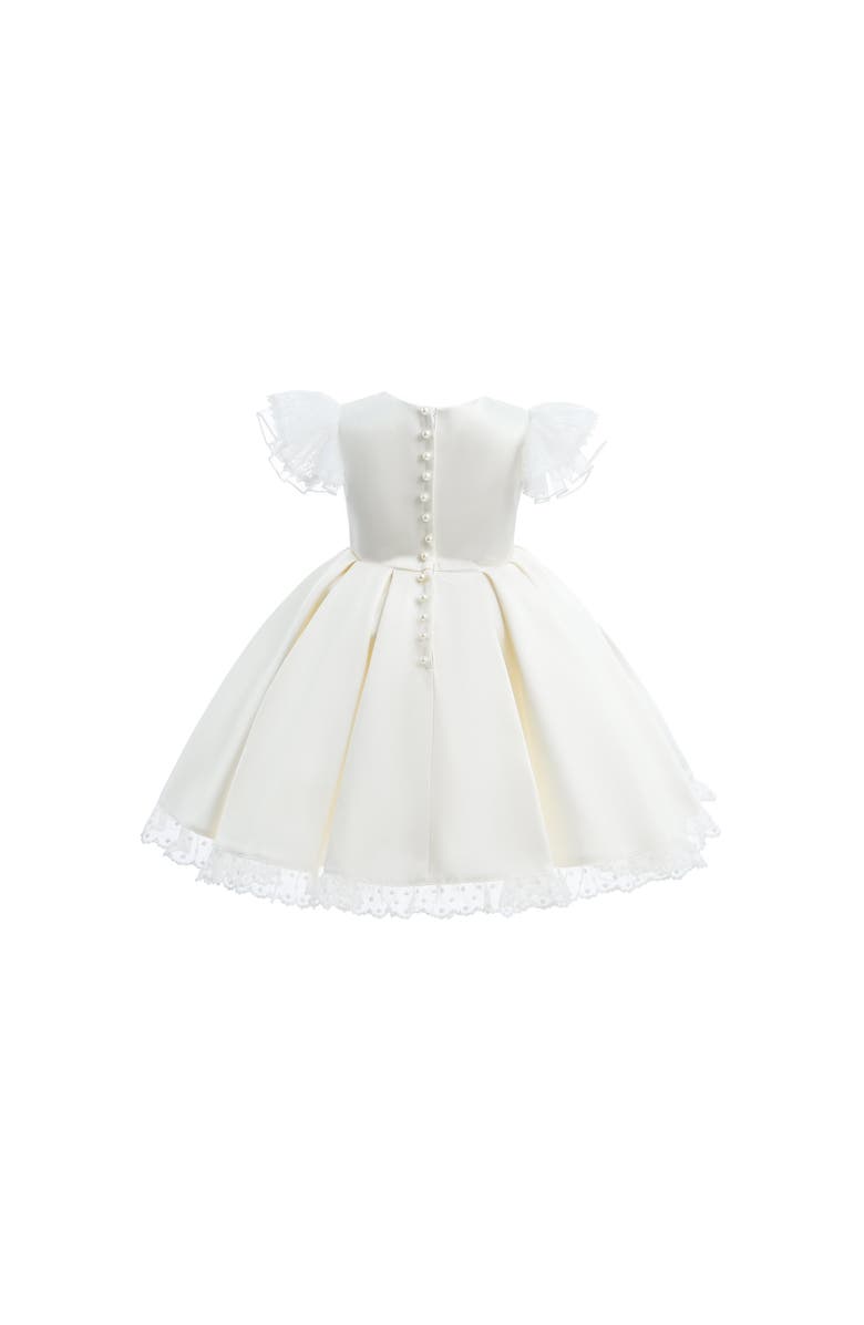 Tulleen Lace-Trim Puff Sleeve Dress, Alternate, color, Ivory