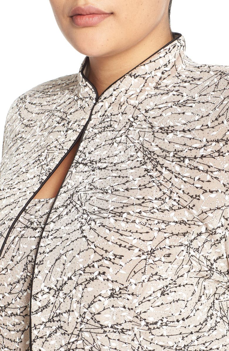 Alex Evenings Foiled Print Twinset, Alternate, color, Beige