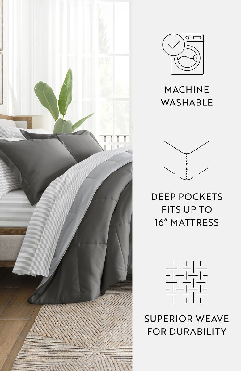HOMESPUN 7-Piece Assorted Reversible Comforter Set, Alternate, color, Gray