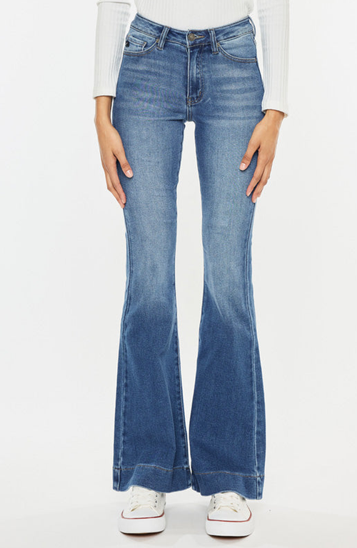 Kancan Roxanne High Rise Flare Jeans In Medium Wash