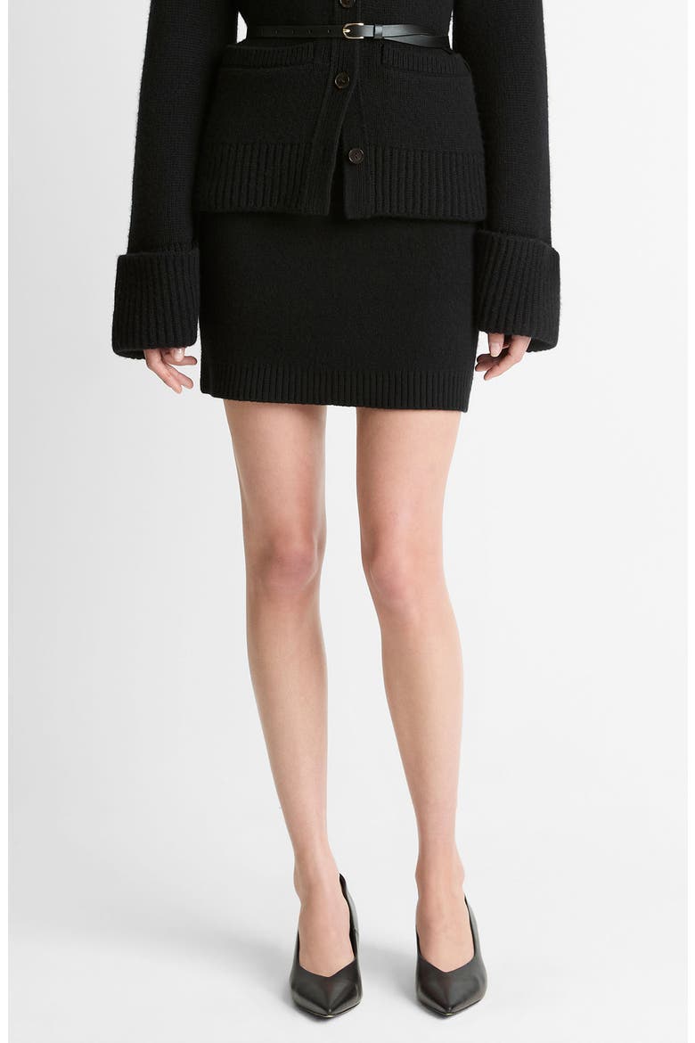Double Face Wool Blend Miniskirt, Main, color, BLACK