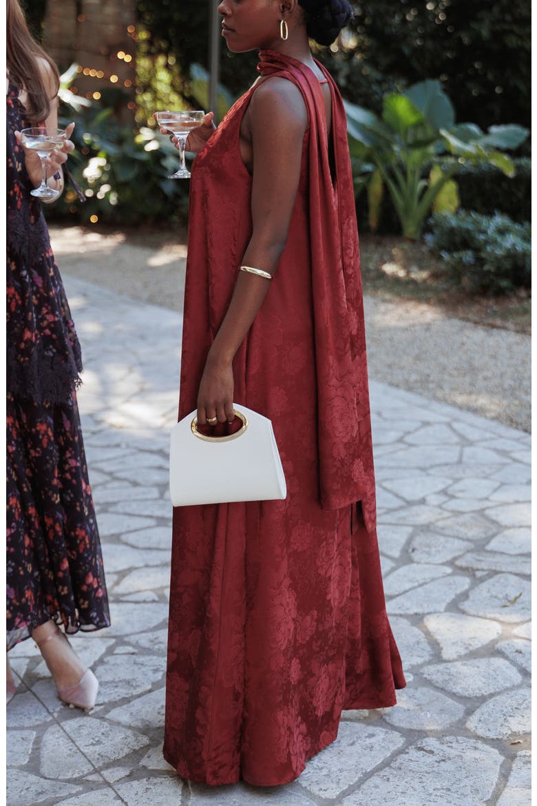 Aeryn V-Neck Scarf Maxi Dress, Alternate, color, BURGUNDY