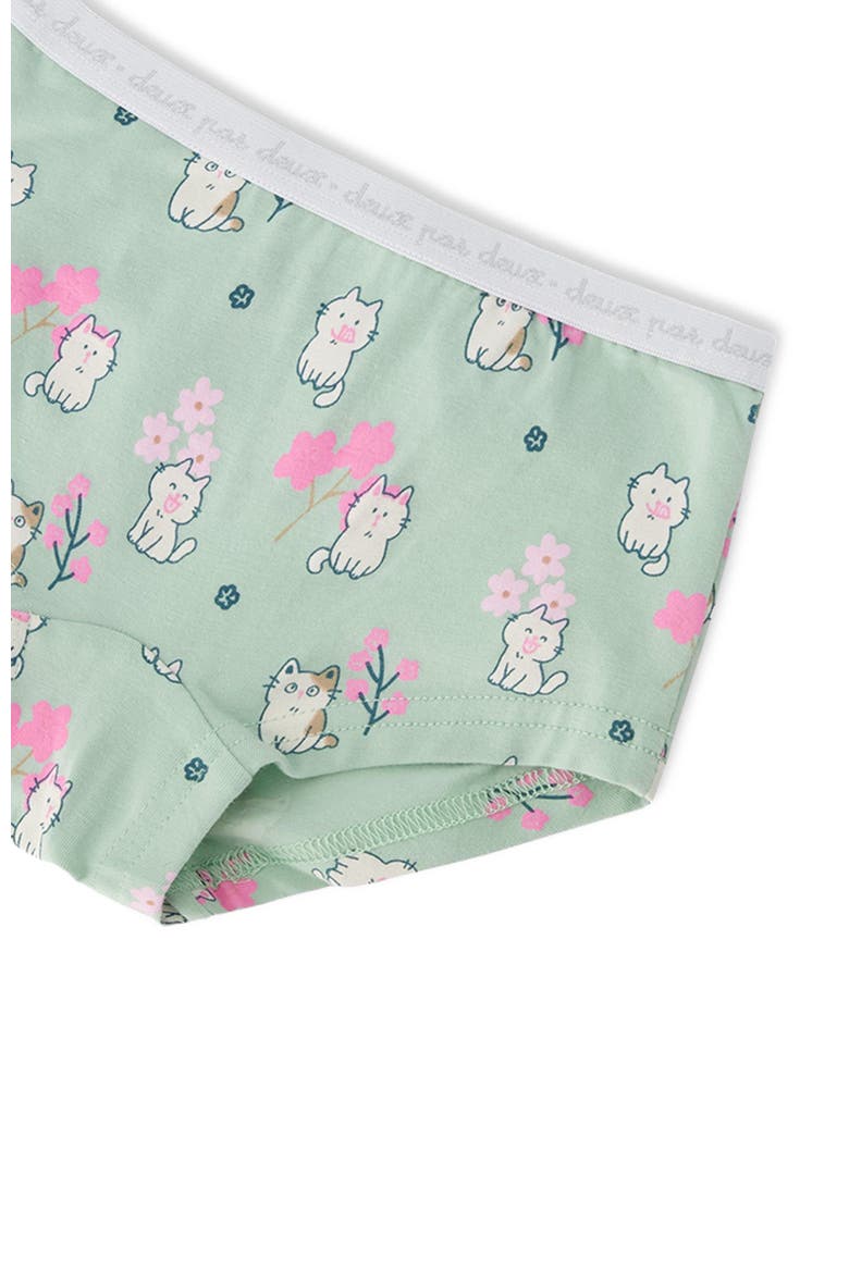 Boyshort Panties (Pack Of 3) Organic Cotton, Alternate, color, Green Kitten Print
