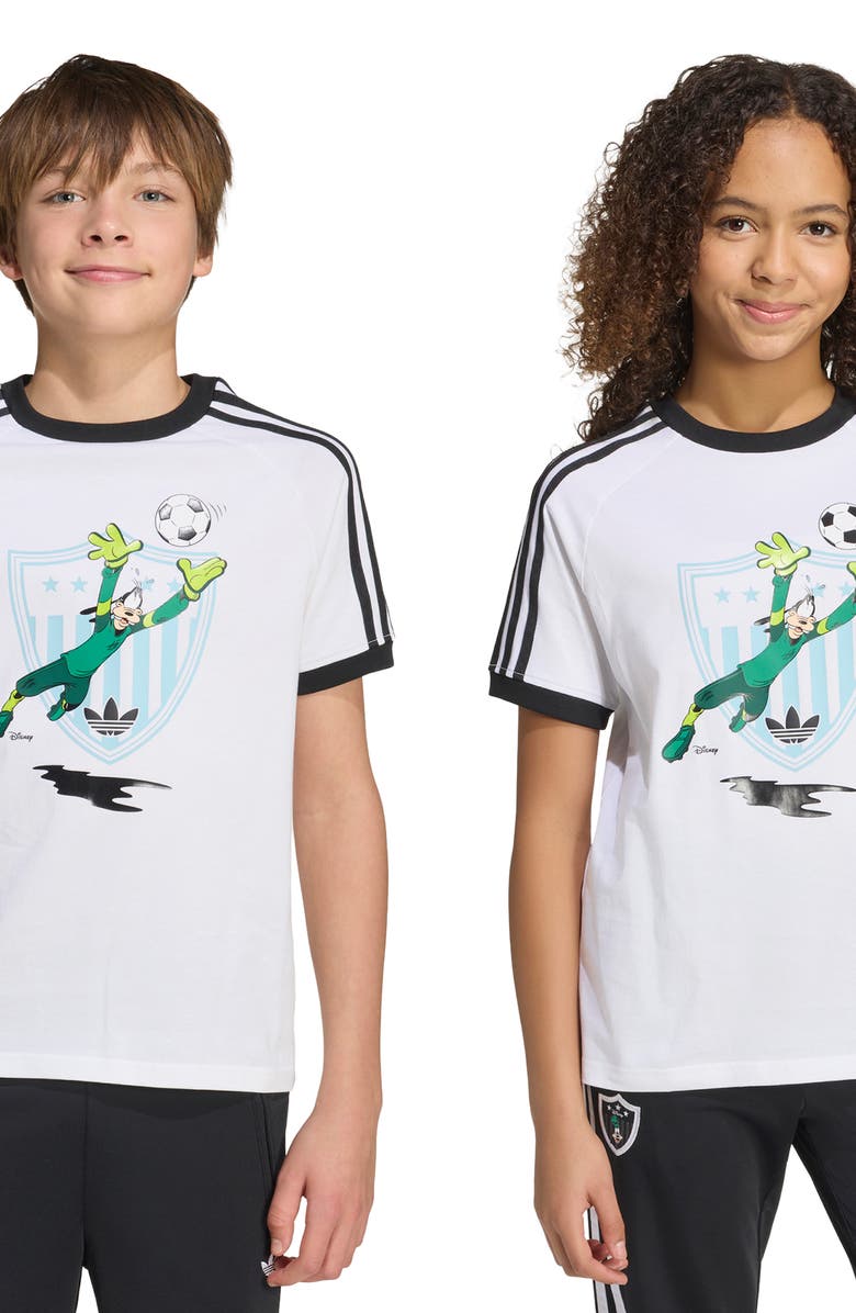 adidas Originals x Disney Kids' Cotton Graphic T-Shirt, Alternate, color, White/ Black
