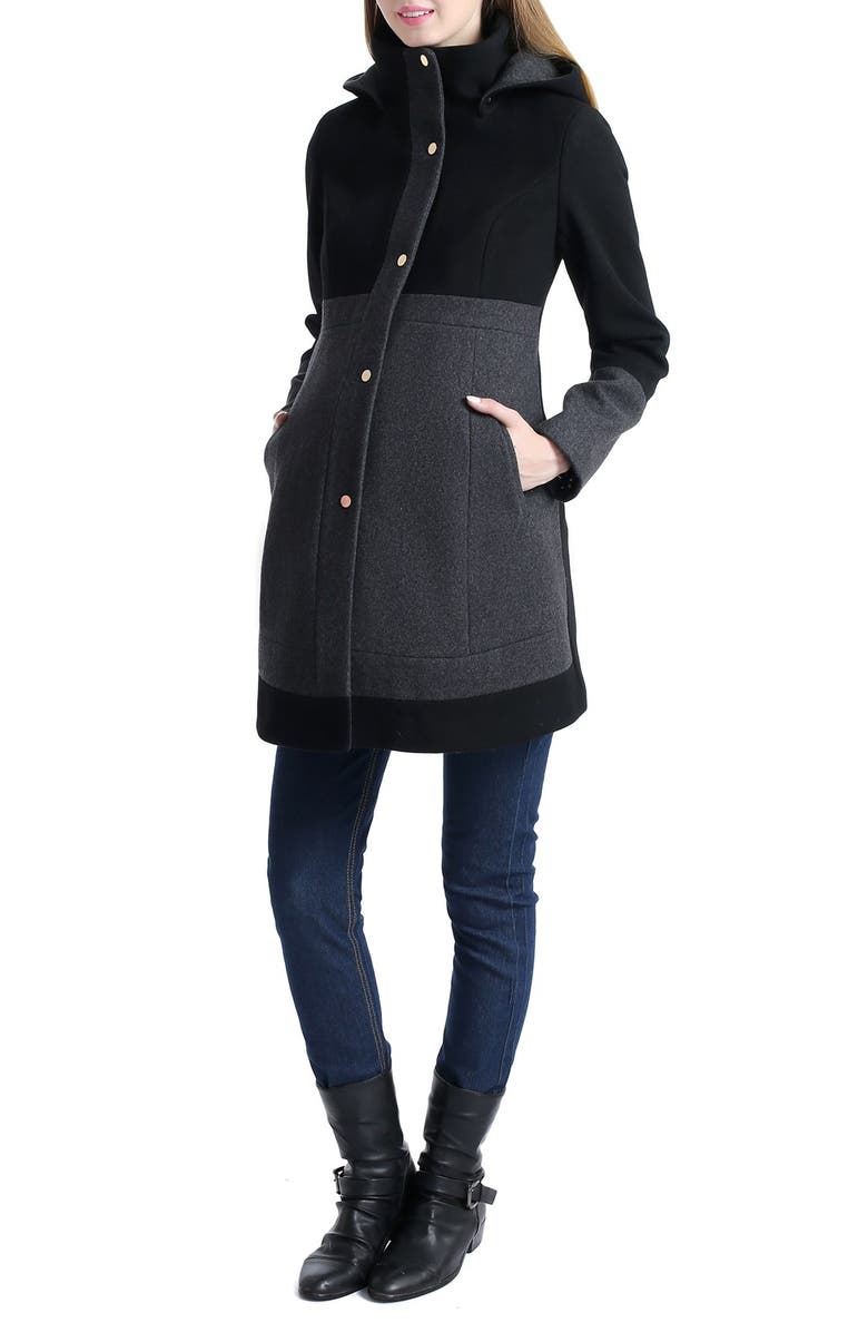 Kimi and Kai Tessa Colorblock Wool Blend Maternity Coat, Alternate, color,