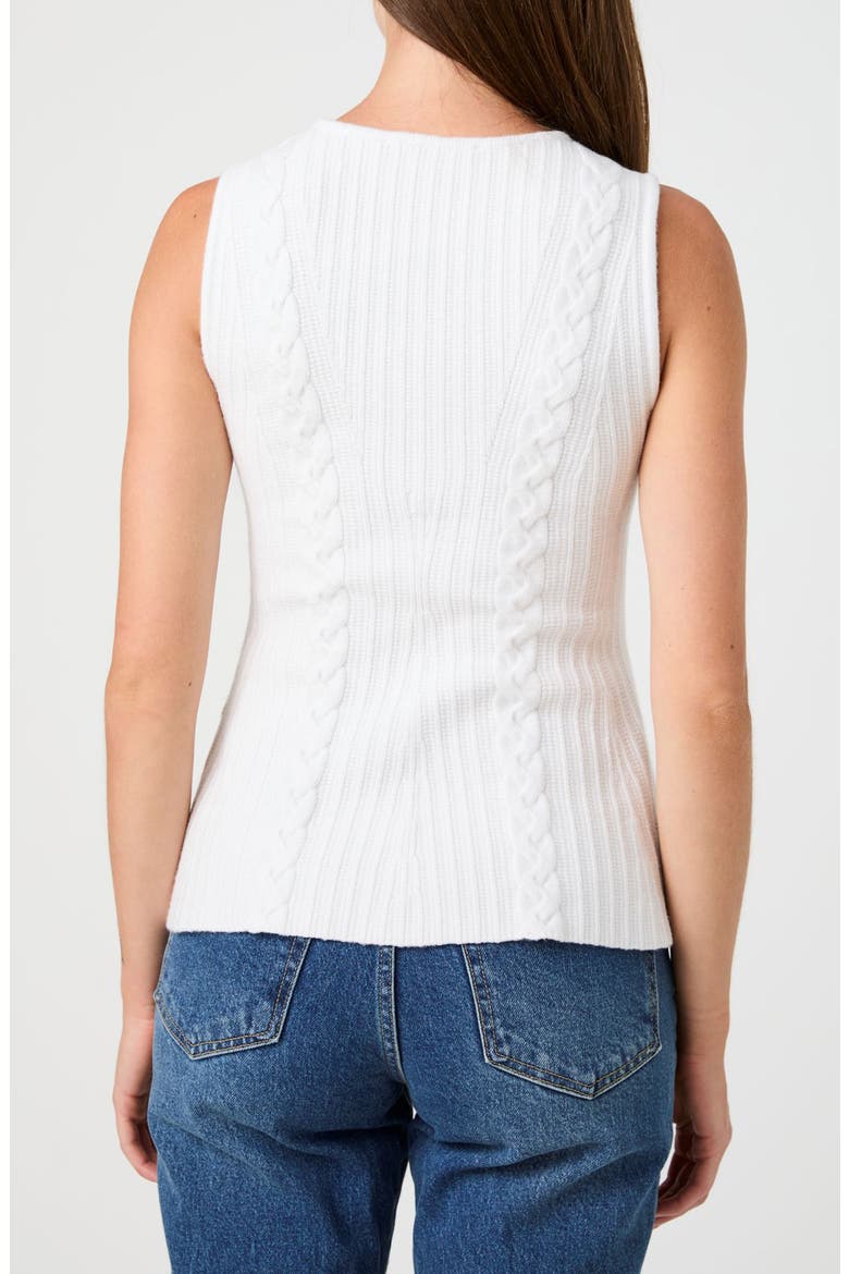Cable Knit Peplum Sweater, Alternate, color, WHITE