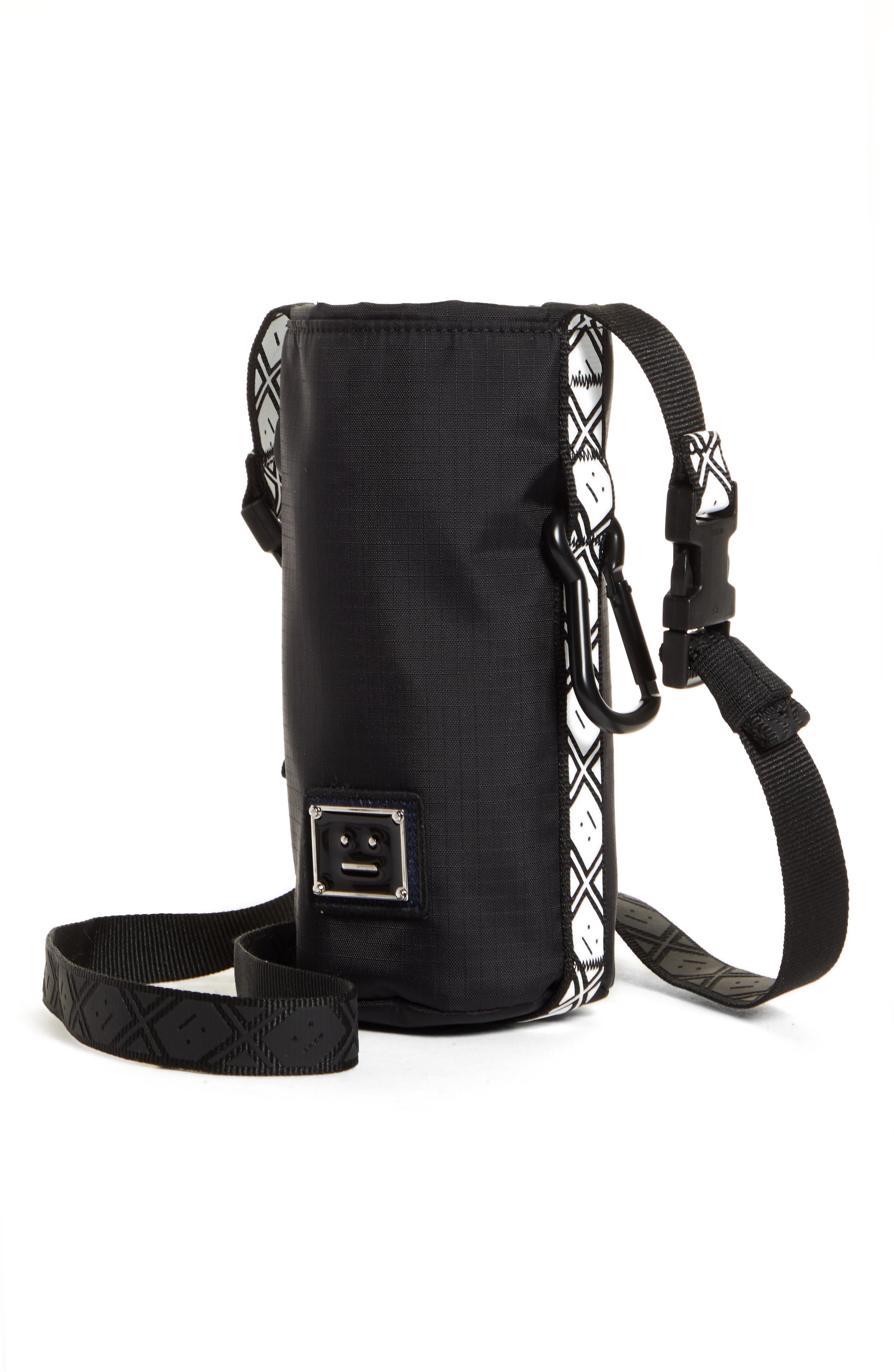 Studios Face Plaque Crossbody Bottle Bag, Main, color, BLACK