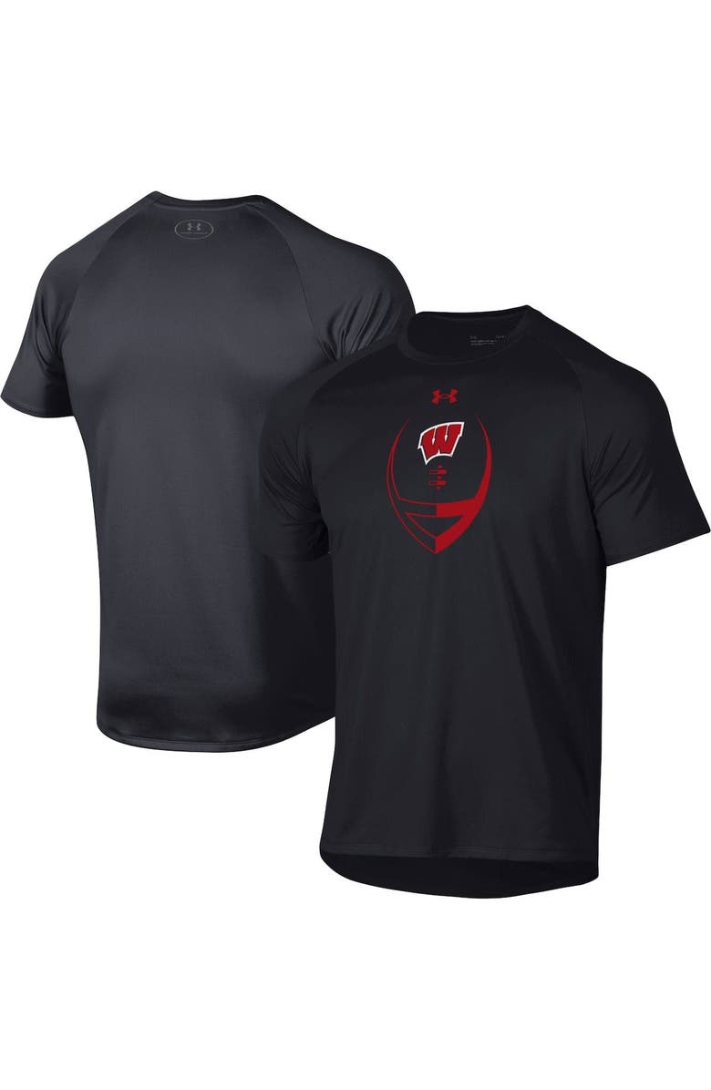 Under Armour Men's Under Armour Black Wisconsin Badgers Football Icon Raglan T-Shirt, Main, color, 