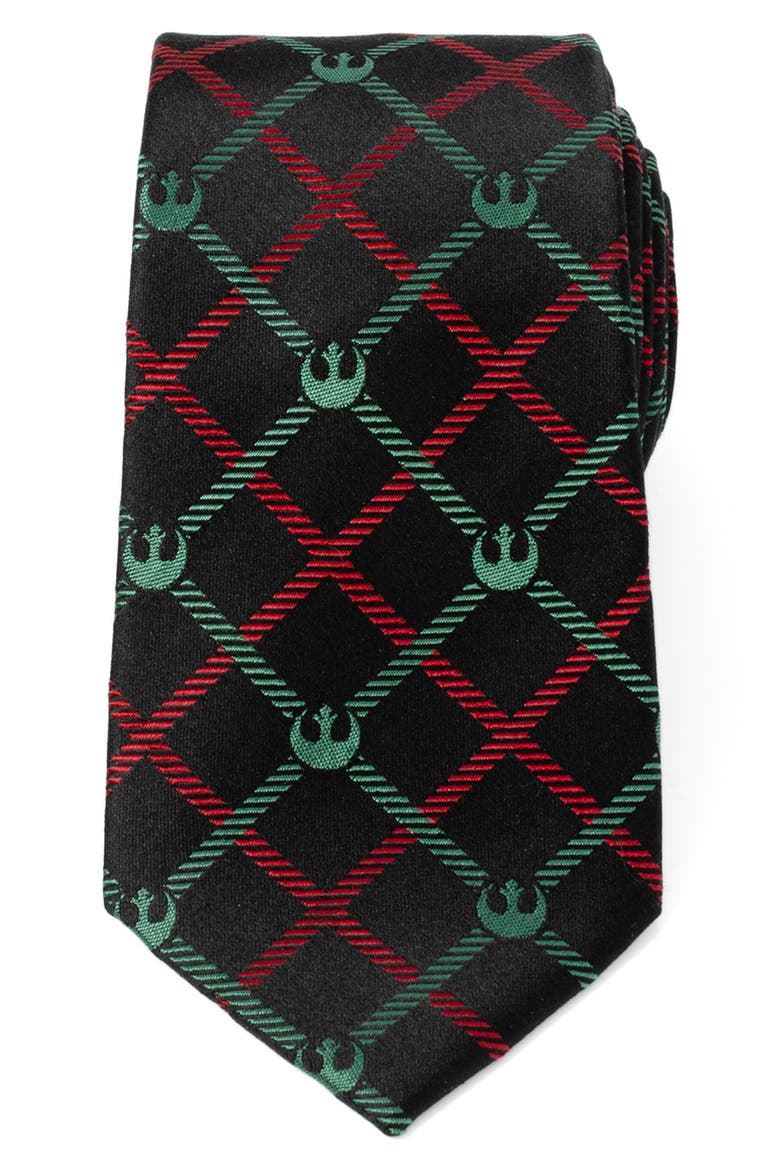 Star Wars Rebel Alliance Plaid Silk Blend Tie, Main, color, RED