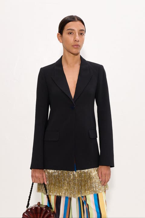 Odette Crepe Fringe Blazer