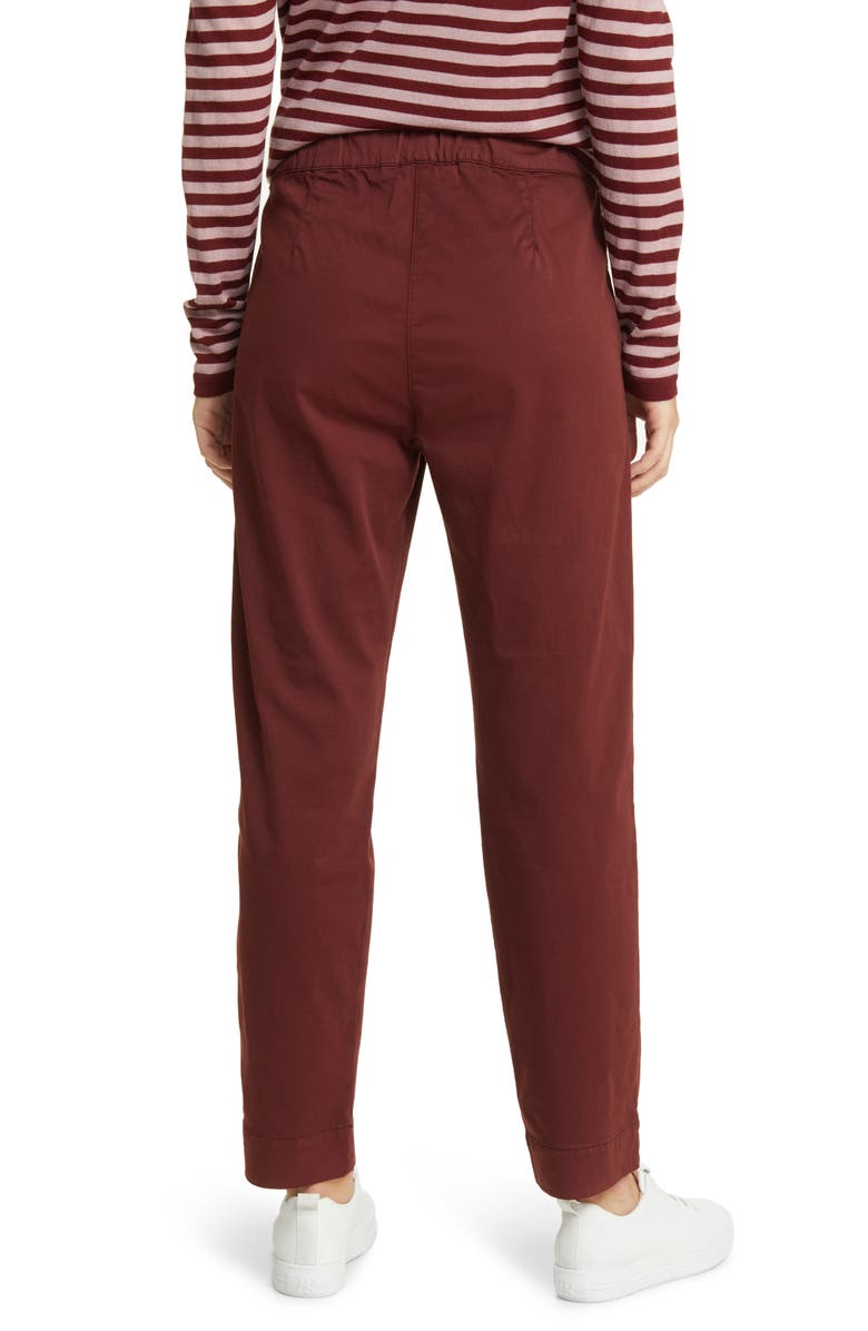 Max Mara Leisure Terreno Drawstring Stretch Cotton Ankle Pants, Alternate, color, Brick Red