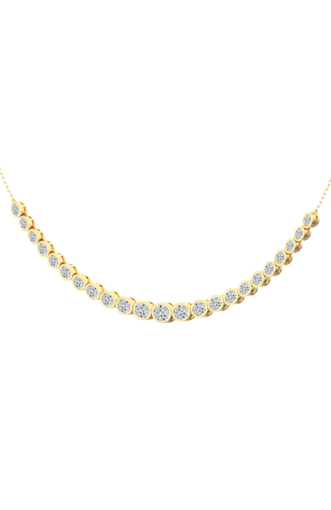 East West Oval Bezel Lab Diamond Necklace in 14K