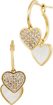 SAVVY CIE JEWELS Pavé Heart Front Back Hoop Earrings