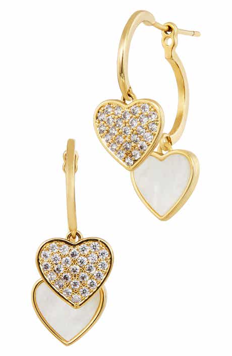 SAVVY CIE JEWELS Pavé Heart Front Back Hoop Earrings