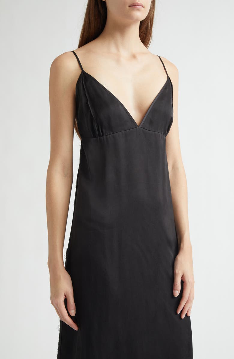 NACKIYÈ Lily Raw Edge Satin Slipdress, Alternate, color, Noir