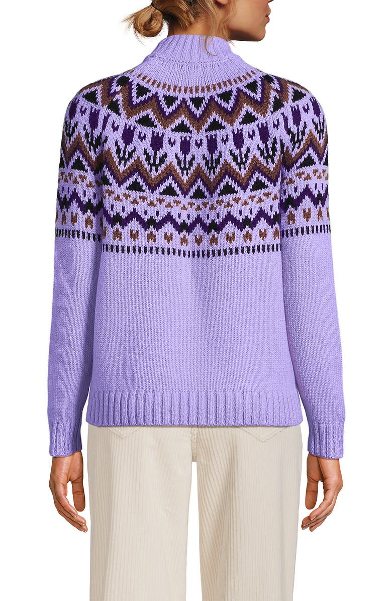 Lands' End Cozy Lofty Fair Isle Yoke Mock Neck Sweater, Alternate, color, 