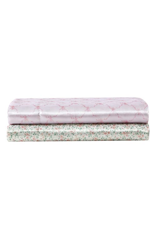 Laura Ashley Bow Ribbon 200 Thread Count Satin Sheet Set In Pink