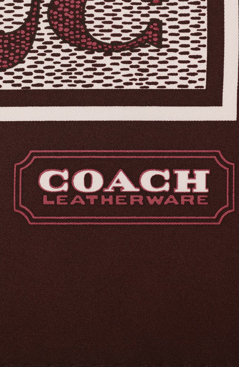 COACH Textured Signature Logo Square Silk Scarf, Alternate, color, Black/ Currant