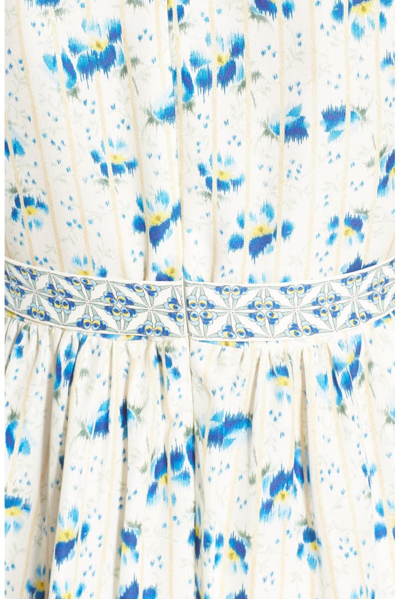 'Lauren' Print Silk Marocain Midi Dress, Alternate, color, WHITE/ BLUE