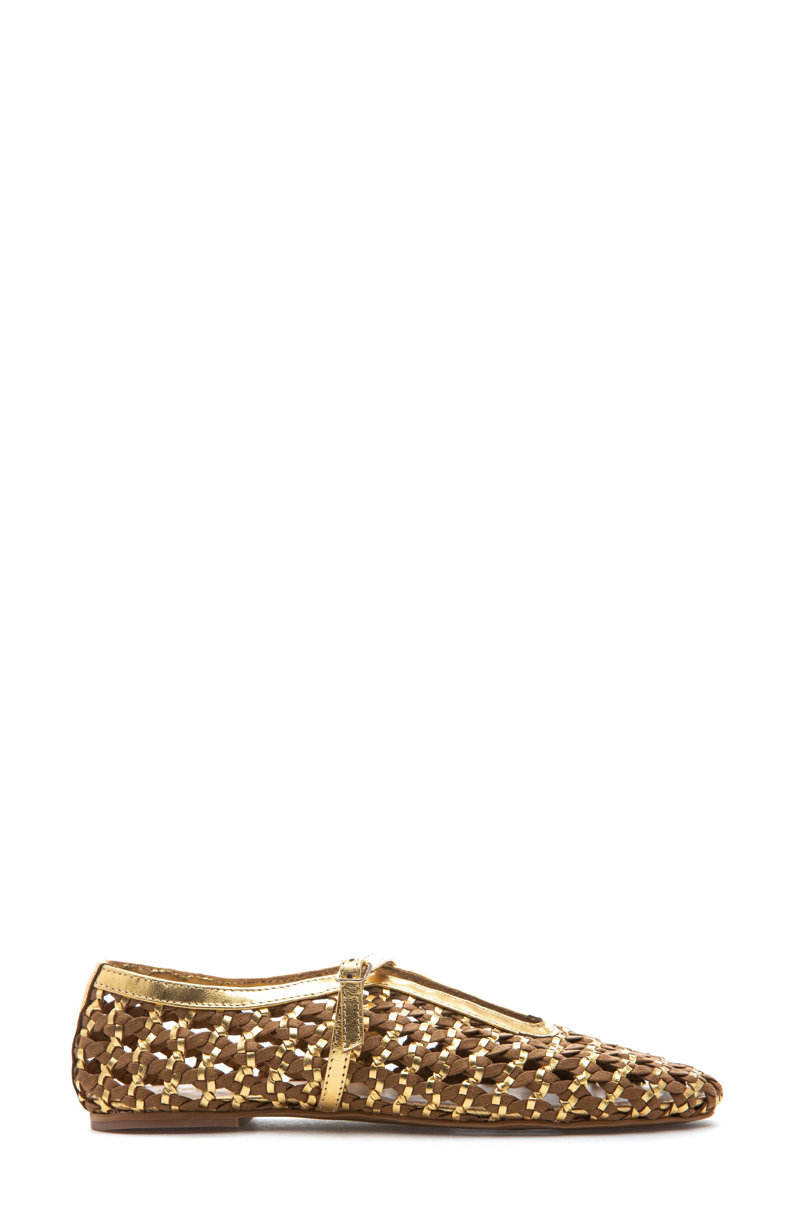 Izabel Woven Raffia Ballet Flat, Alternate, color, BROWN GOLD