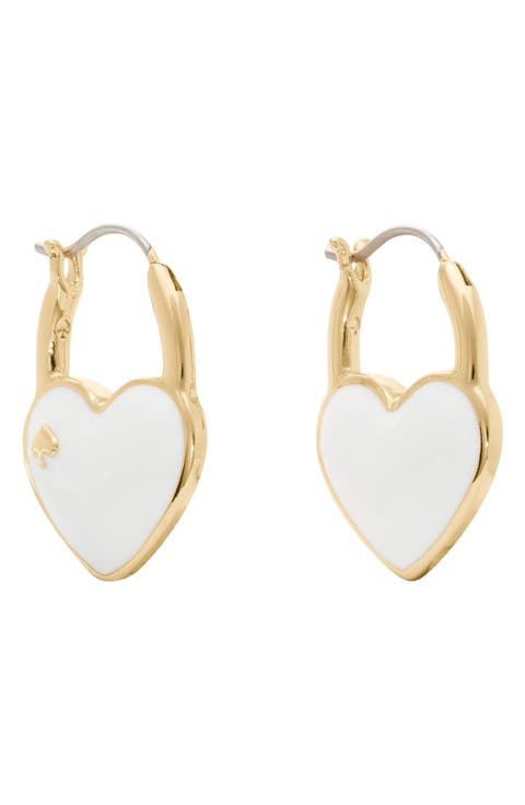 heart spade huggie hoop earrings