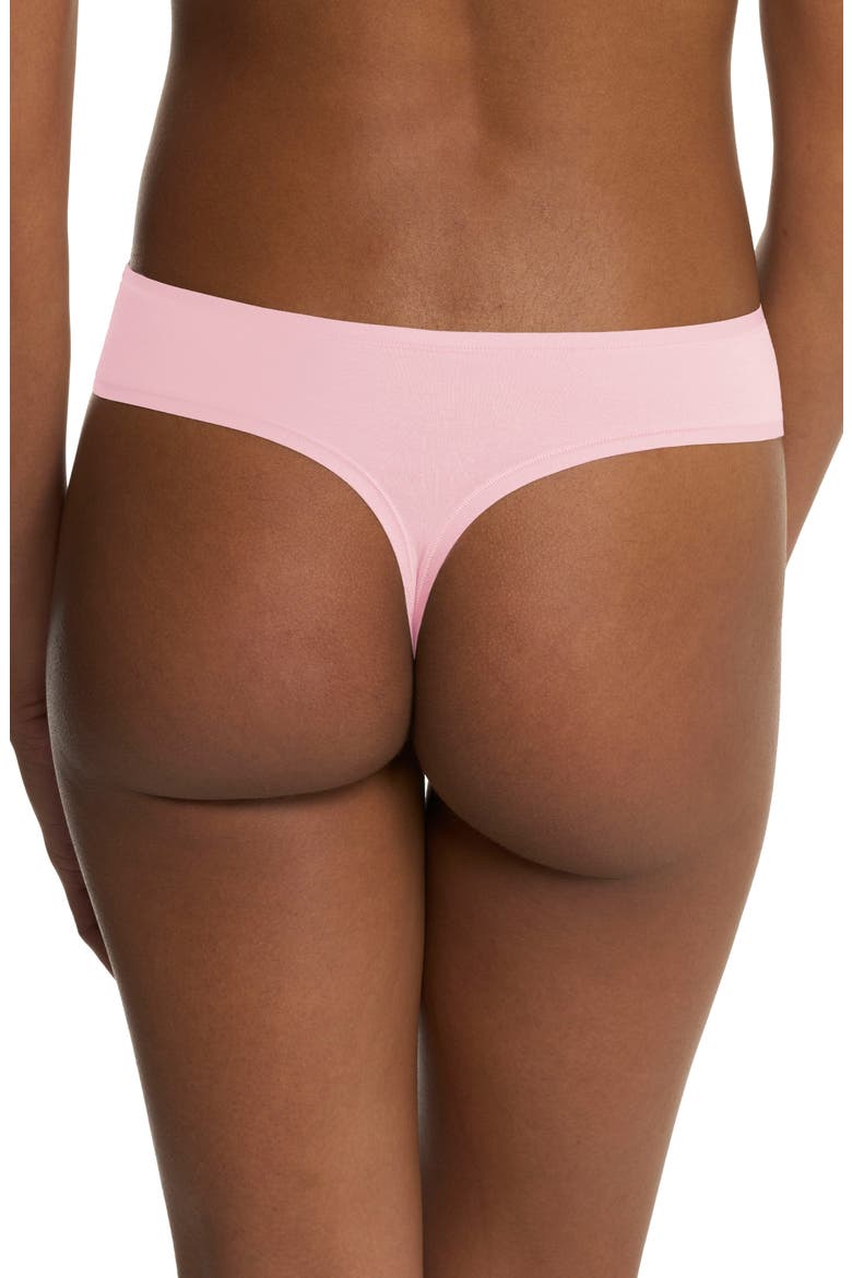 Bliss Bare Stretch Cotton Thong, Alternate, color, PRFCT PINK