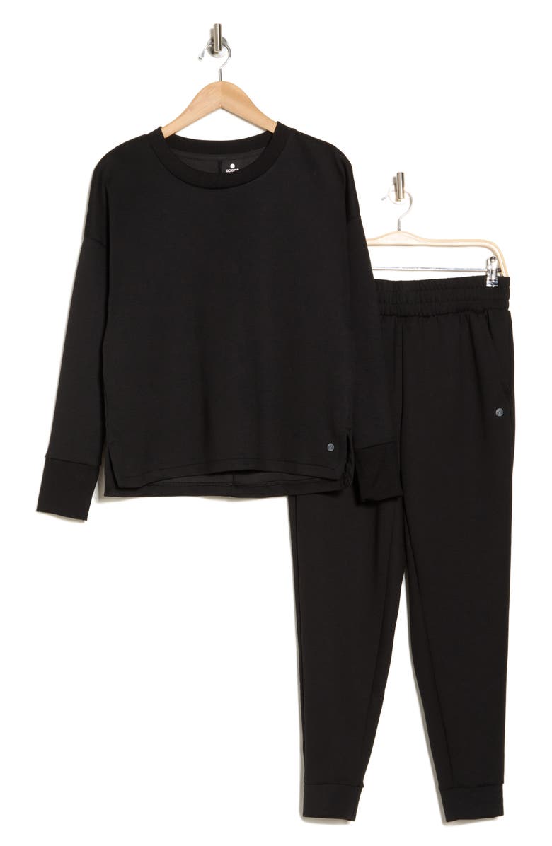 APANA Uptown Scuba Knit Pullover & Joggers Set, Alternate, color, Rich Black