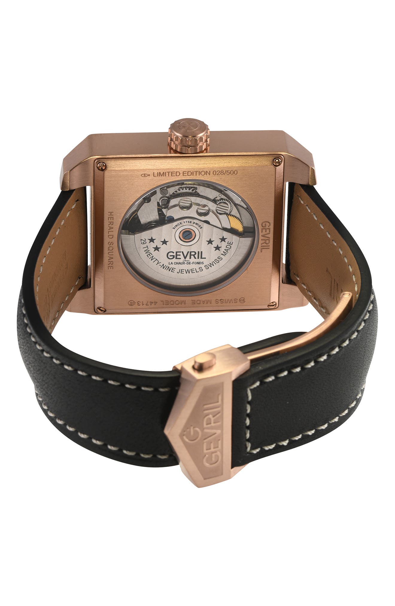 Herald Square Swiss Automatic Leather Strap Watch, 38mm