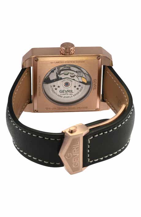 Herald Square Swiss Automatic Leather Strap Watch, 38mm