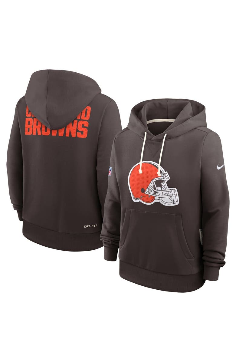 Nike Women
s Nike Brown Cleveland Browns Sideline Standard Issue Initial Home Dri-FIT Hoodie, Alternate, color, Brown