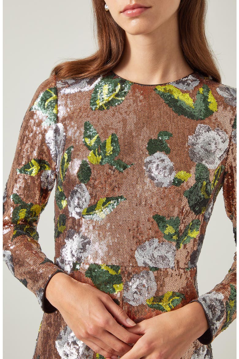Marcel Floral Sequin Long Sleeve Midi Dress, Alternate, color, ROSE MULTI