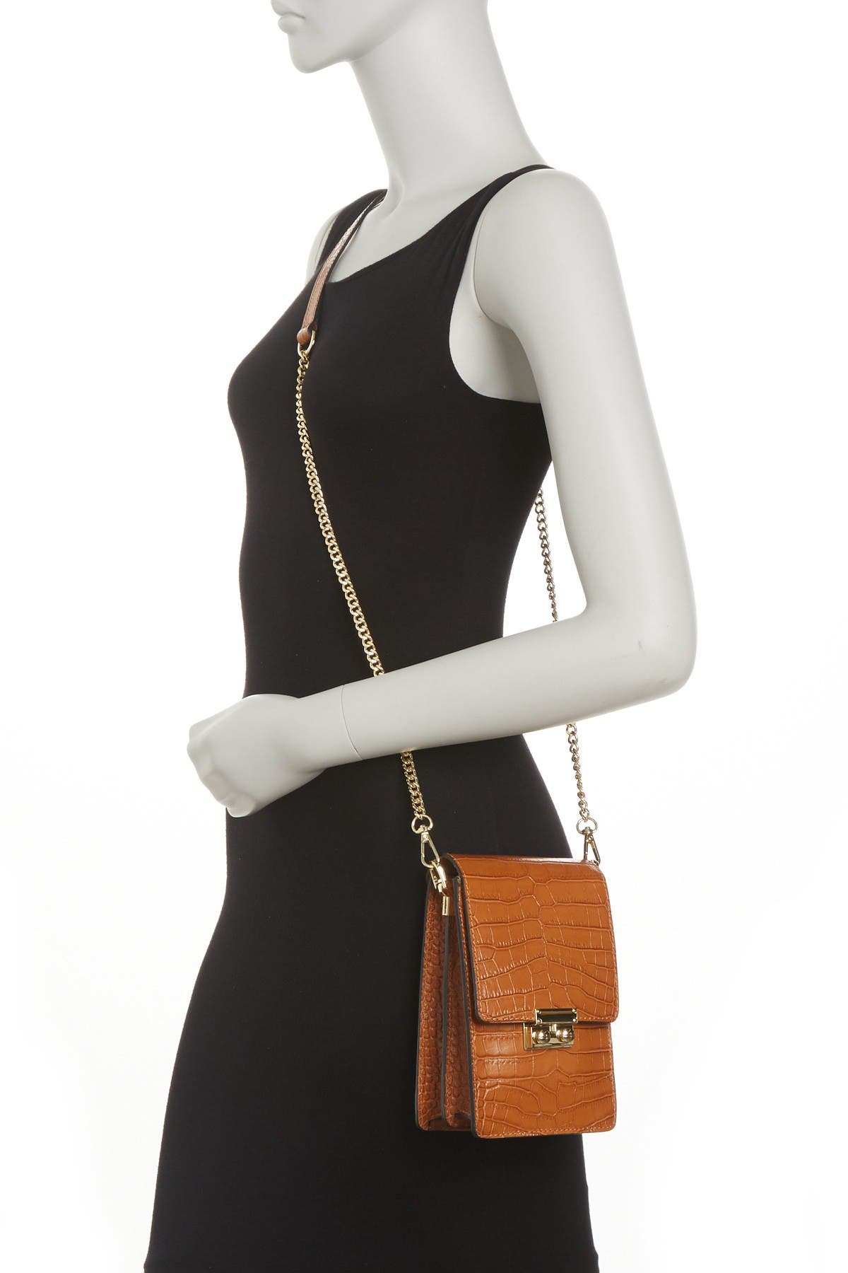 ANNA LUCHINI Croc Embossed Leather Crossbody Bag (Men) | Nordstromrack
