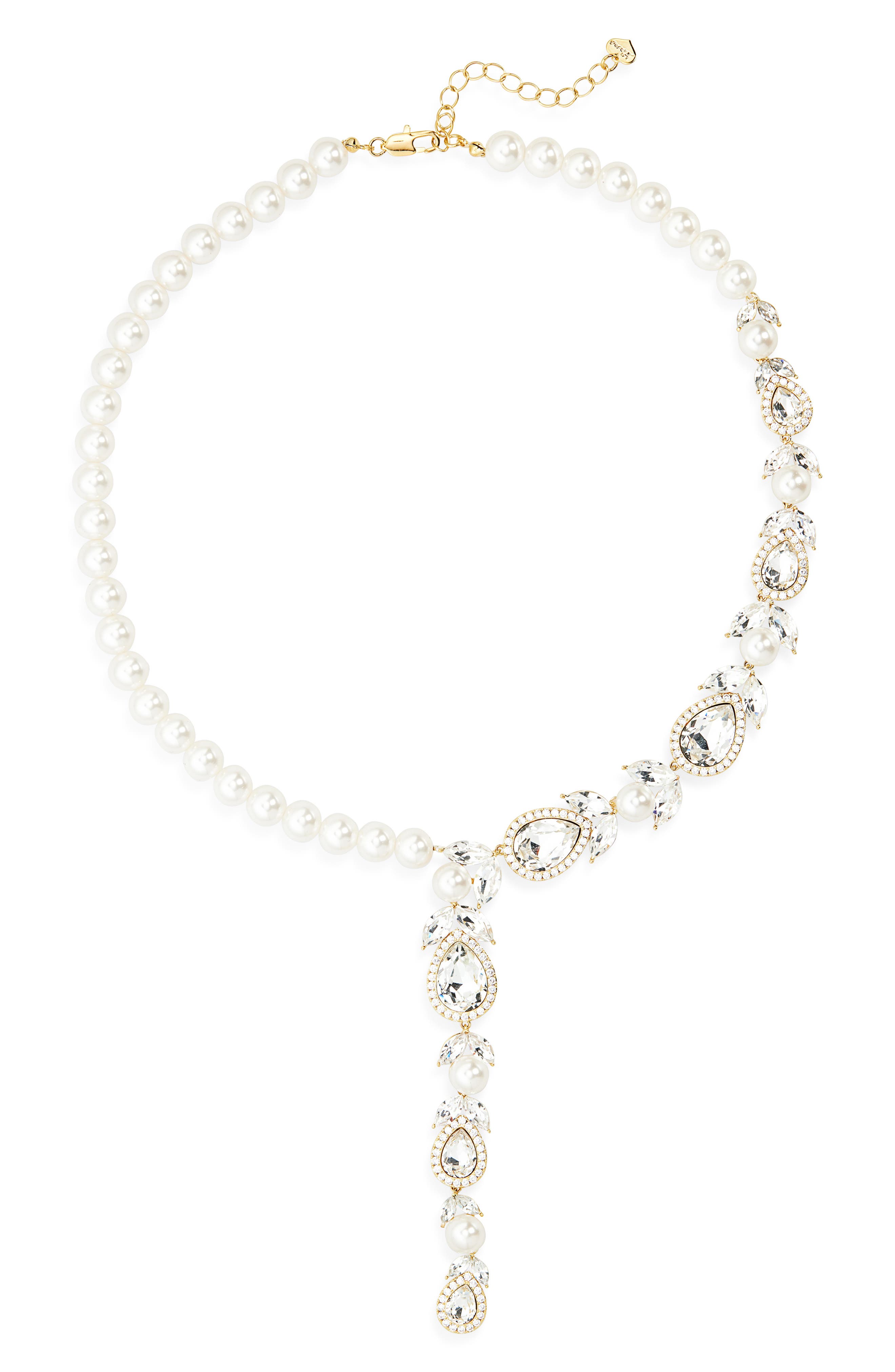 EYE CANDY LOS ANGELES Sophia Faux Pearl & Crystal Y-Necklace