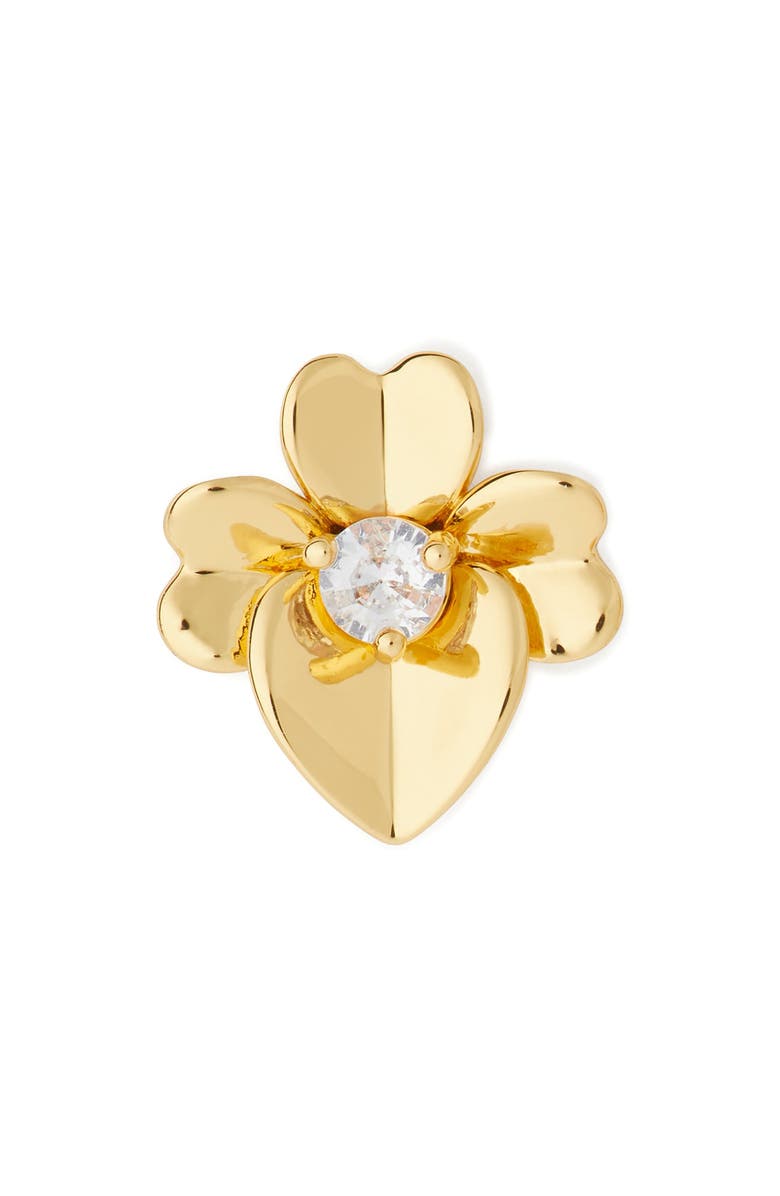 Kate Spade New York precious pansy stud earrings, Alternate, color, Gold.